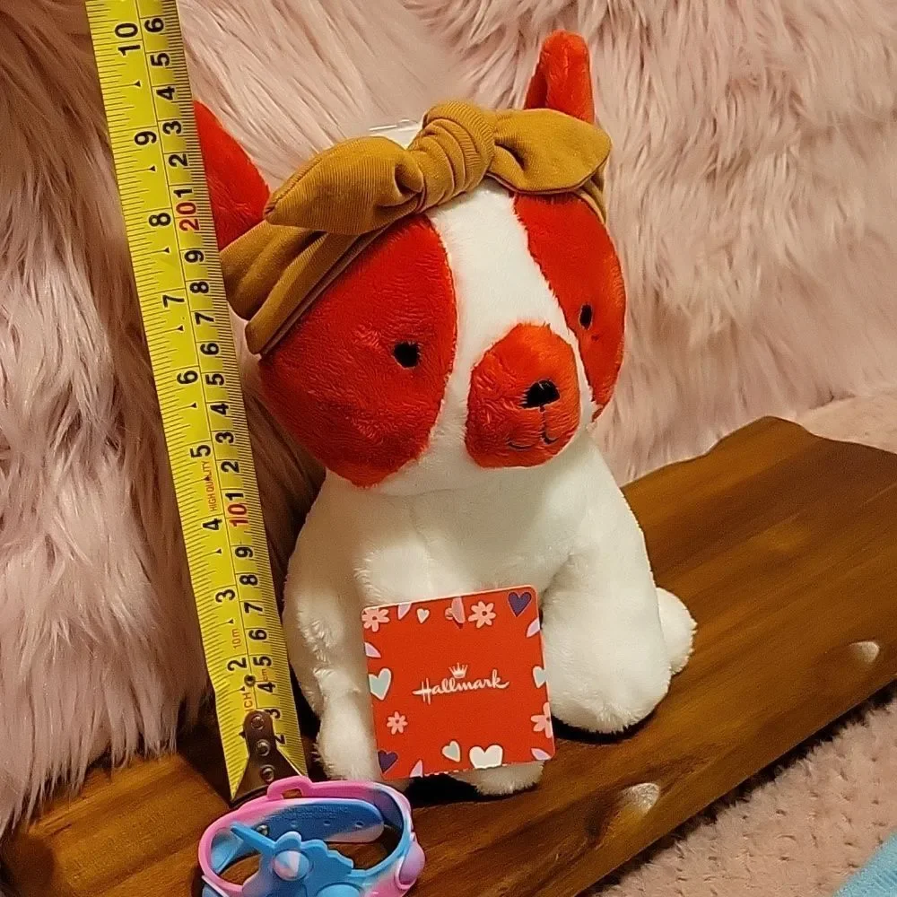 Hallmark red and white stuffed puppy w/girls headband & popit bracelet NWT